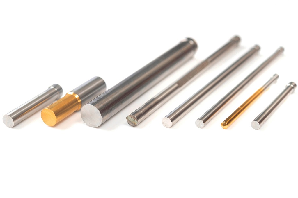 Also referred to as round pins, T-bars, or K.O. pins, these components must be used in conjunction with screw forming molds. Dimensions can be customized according to customer drawings to meet specific requirements.